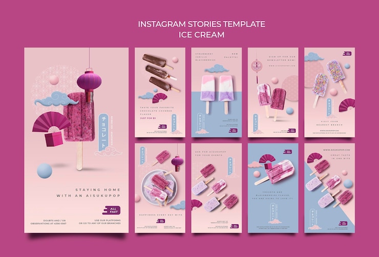 PSD gratuito storie sui social di gelato