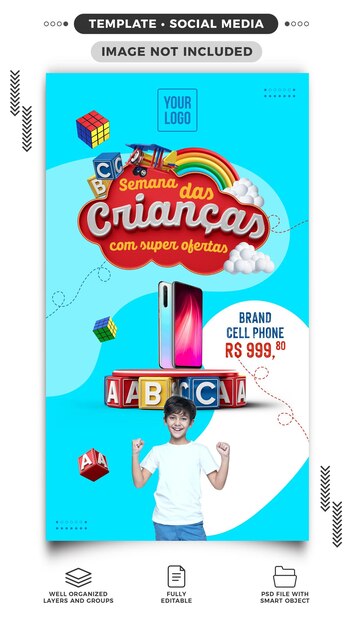Storie sui social media instagram Settimana dei bambini con super offerte