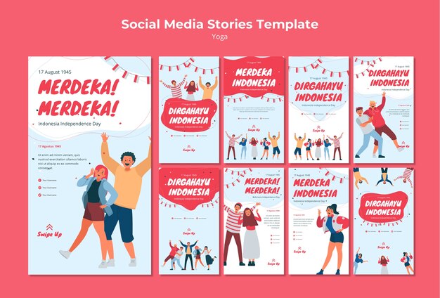 Storie sui social media per la festa dell'indipendenza dell'Indonesia