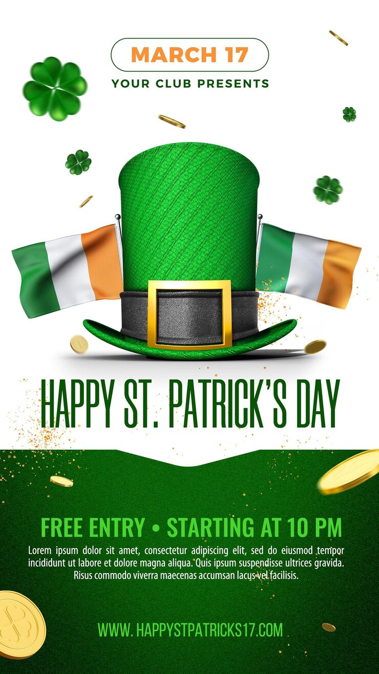PSD gratuito storie sui social media per una felice festa di san patrizio
