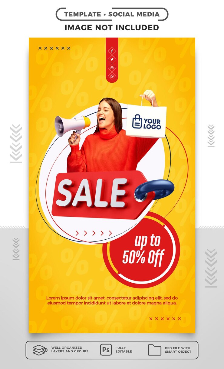 storie sui social media Super promozione fino a 50 di sconto