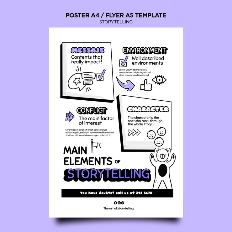 PSD gratuito storytelling per il modello di stampa di marketing