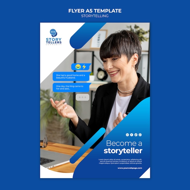 PSD gratuito storytelling para plantilla de impresión de marketing