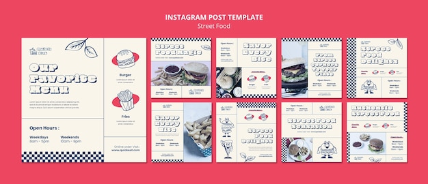 Gratis PSD street food fest instagram-berichten