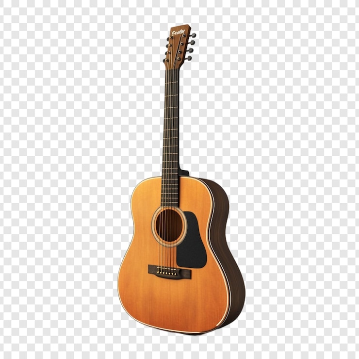 PSD gratuito strumento musicale di chitarra acustica classico a sei corde corpo in legno strumento a corde finitura in legno naturale