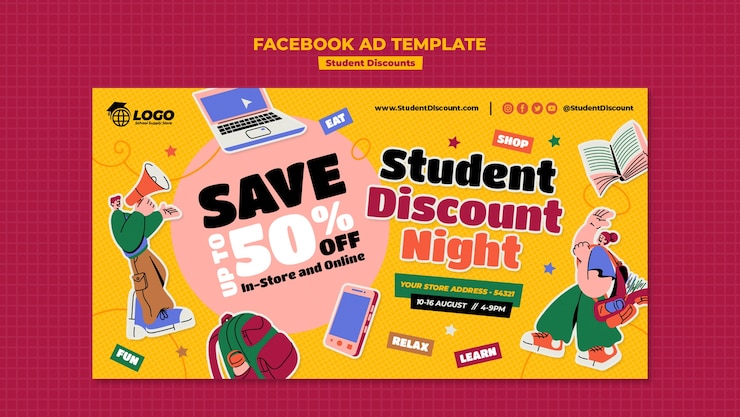 PSD Gratis student discounts facebook template