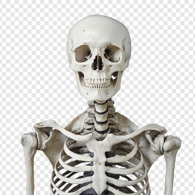 Studio anatomico del torso e del cranio dello scheletro umano Closeup dettagliato