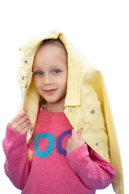 Gratis PSD studio portret van jong meisje met gezellige trui