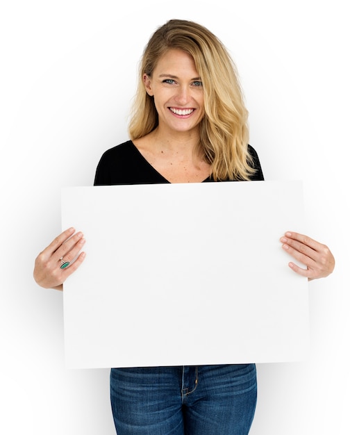 Studio Shoot of woman with white paper