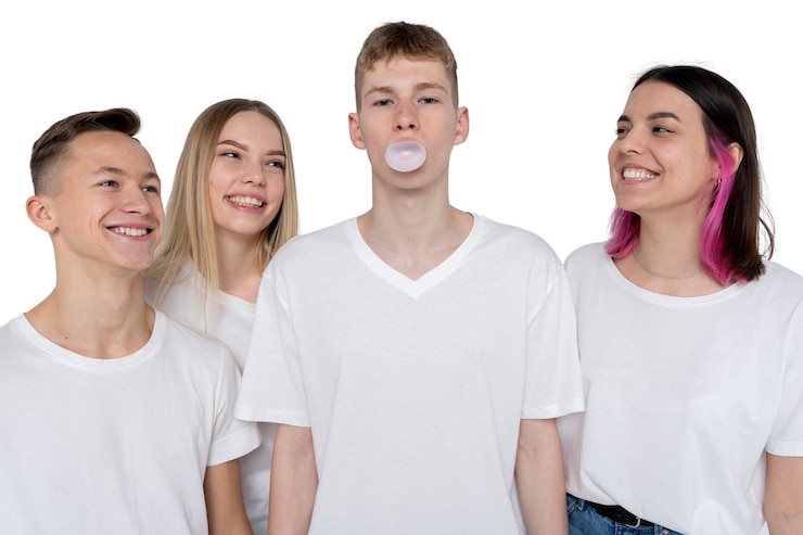 Gratis PSD studioportret van een groep jonge tienerkinderen