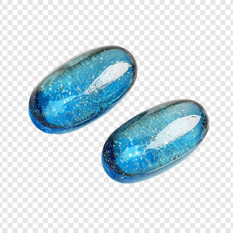 PSD Gratis stunning closeup of two vibrant blue glass capsules