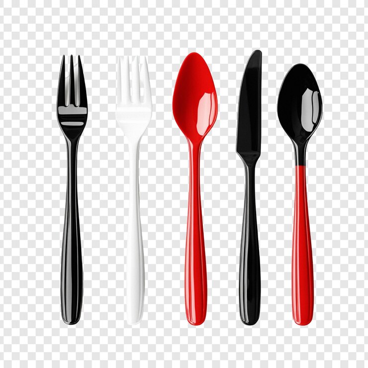 PSD gratuito stylish cutlery set nero bianco e rosso