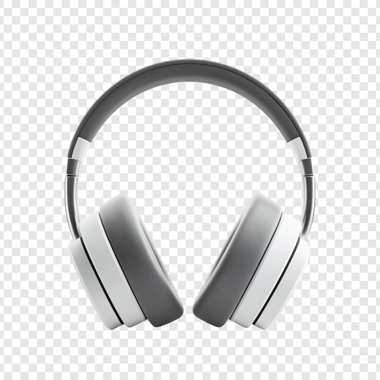 PSD Gratis stylish gray and white headphones music audio device