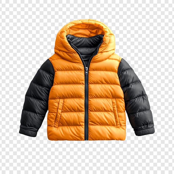 PSD gratuito stylish kids giallo e nero puffer jacket cotto caldo d'inverno