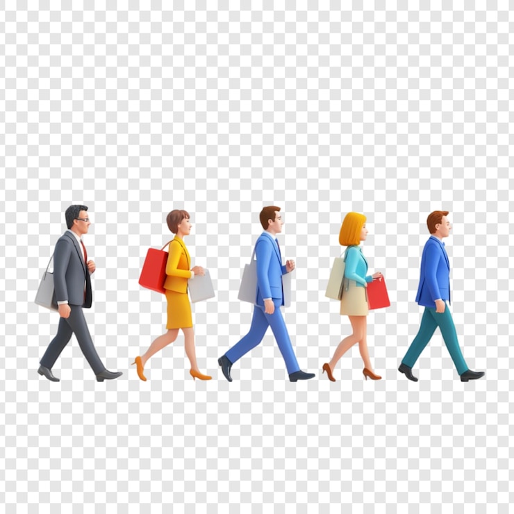PSD Gratis stylish shoppers joyful stroll happy people carrying bags shopping spree