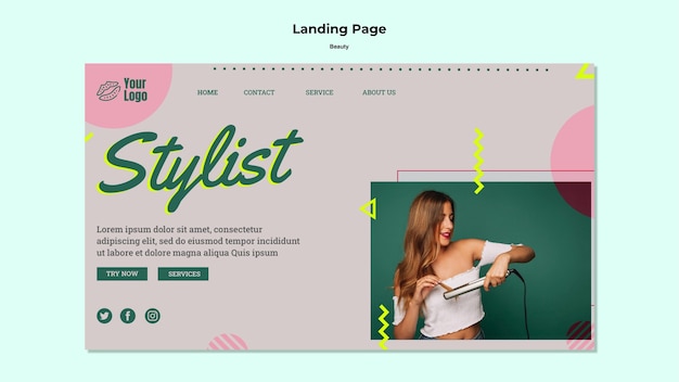 Gratis PSD stylist-bestemmingspagina-websjabloon