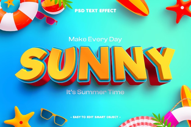 Gratis PSD sunny bewerkbare 3d-teksteffect