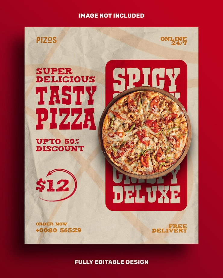 PSD gratuito super delicious tasty pizza modello di post sui social media
