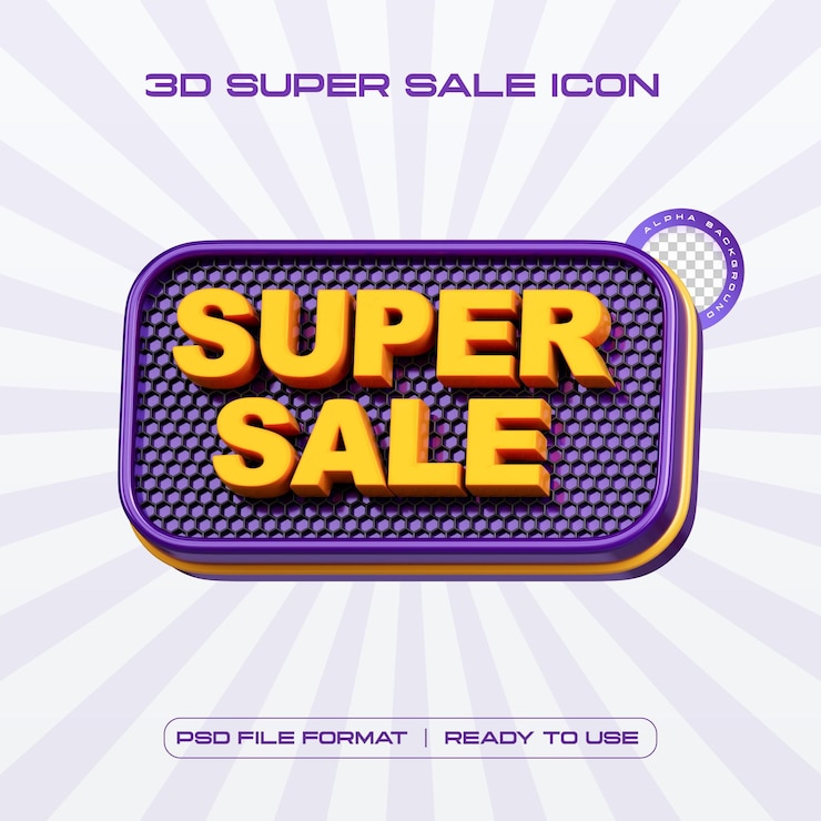 PSD Gratis super sale 3d promotion banner