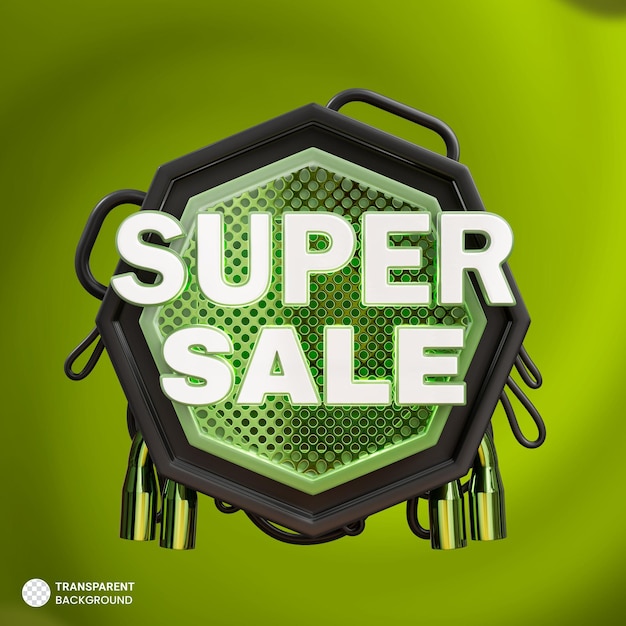 Super verkoop 3d promotie banner 3d render