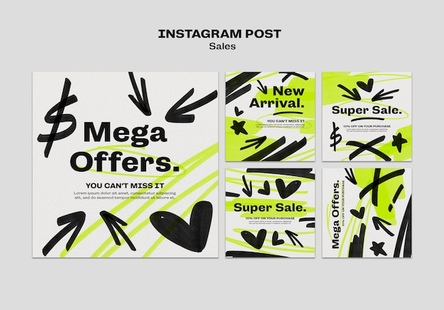 Gratis PSD super verkoop instagram posts collectie