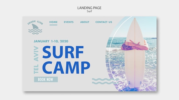 Gratis PSD surf bestemmingspagina webtemplate