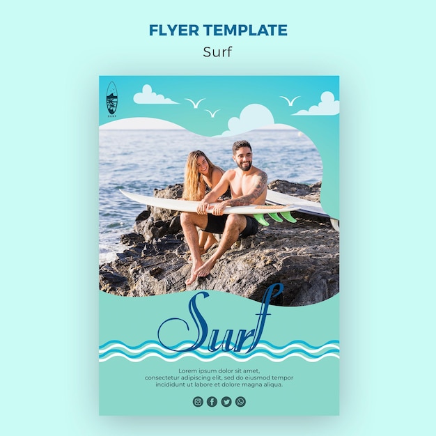 Gratis PSD surf concept flyer sjabloon