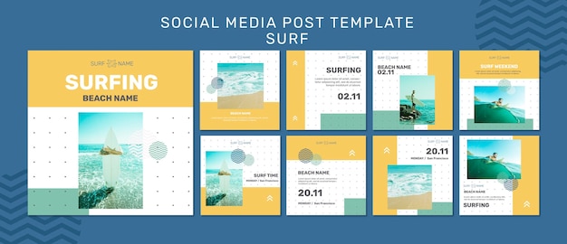 Surfen advertentie social media postsjabloon