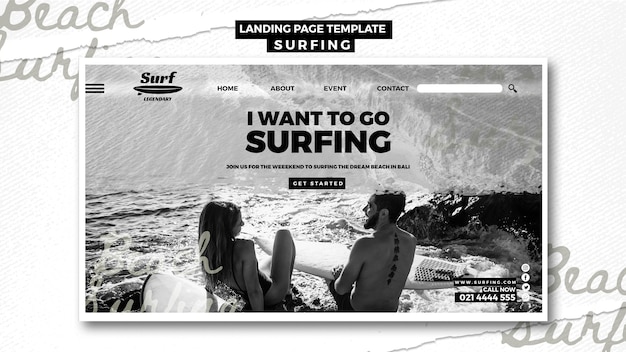 Gratis PSD surfen bestemmingspagina ontwerp