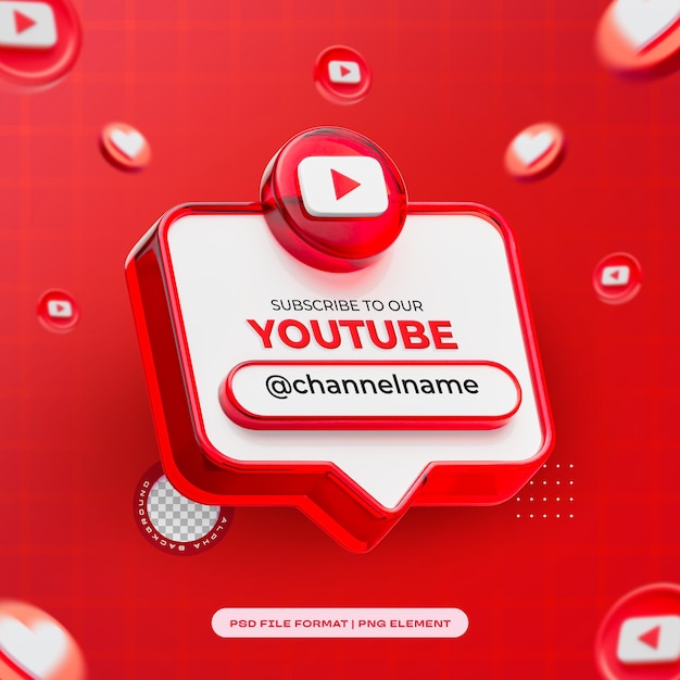 Suscribirse a nuestro canal de YouTube Render 3D aislado para composición