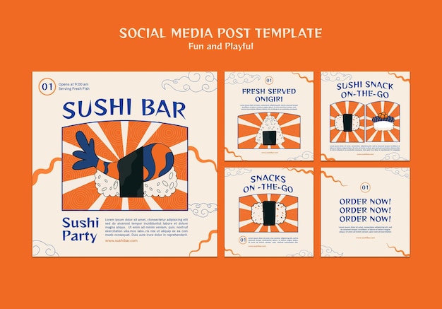 Sushi bar social media post-sjabloon