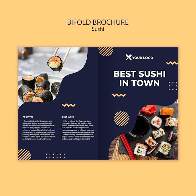 Gratis PSD sushi concept tweevoudige brochure sjabloon