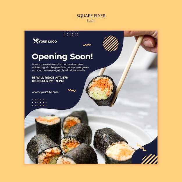 Sushi concept vierkante sjabloon folder