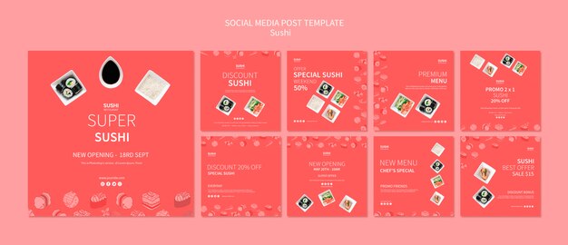 Sushi post social media concept