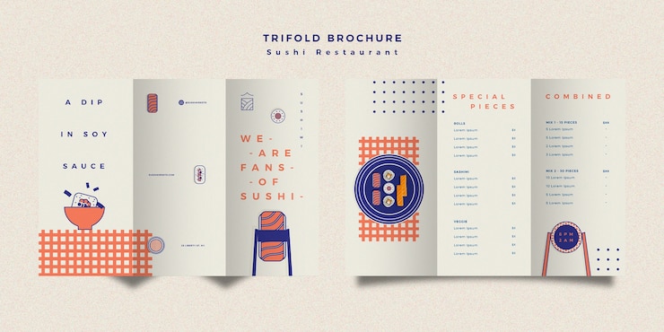 PSD Gratis sushi restaurant brochure template