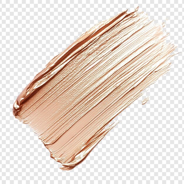Swatch de maquillaje de oro rosa con textura brillante y aplicación suave