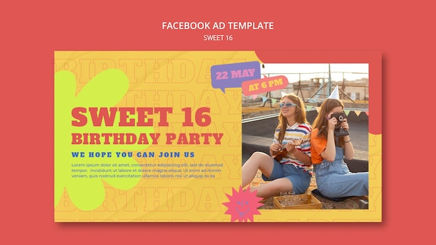 Sweet 16 viering social media promo sjabloon