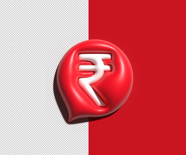 Symbool rupee 3d design icon transparant psd-bestand.