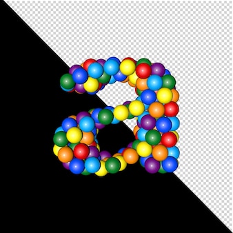 Symbool uit de verzameling letters gemaakt van ballen van regenboogkleuren op een transparante achtergrond. 3d-letter a