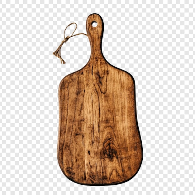 Tabla de corte de madera rústica con cuerda de yute