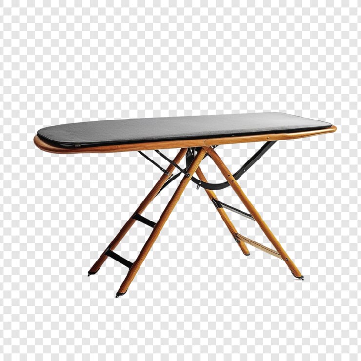 PSD gratuito tabla de planchar de madera con superficie acolchada negra esencial para la lavandería doméstica