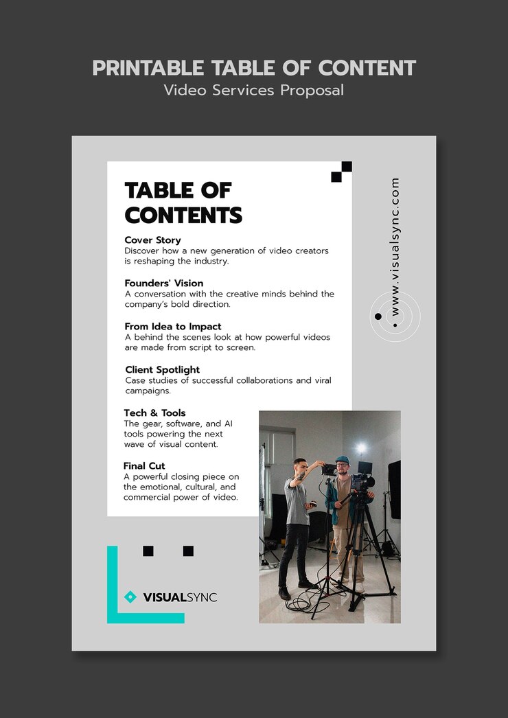 PSD gratuito table of contents and content outline template