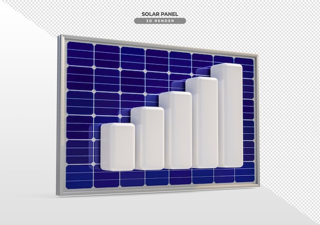 PSD gratuito tableros de energía solar con gráfico de crecimiento renderizado 3d realista