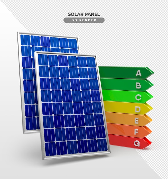 PSD gratuito tableros de energía solar para techo en renderizado realista 3d