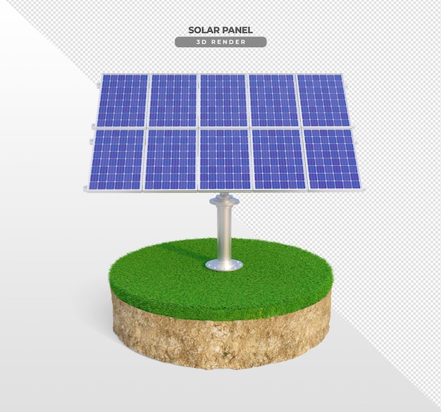 PSD gratuito tableros de energía solar en terreno de hierba en renderizado realista 3d