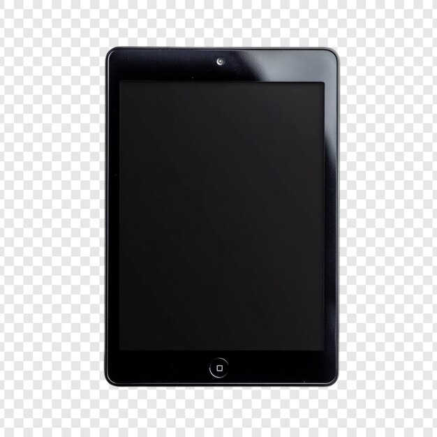 Tableta negra en un fondo transparente