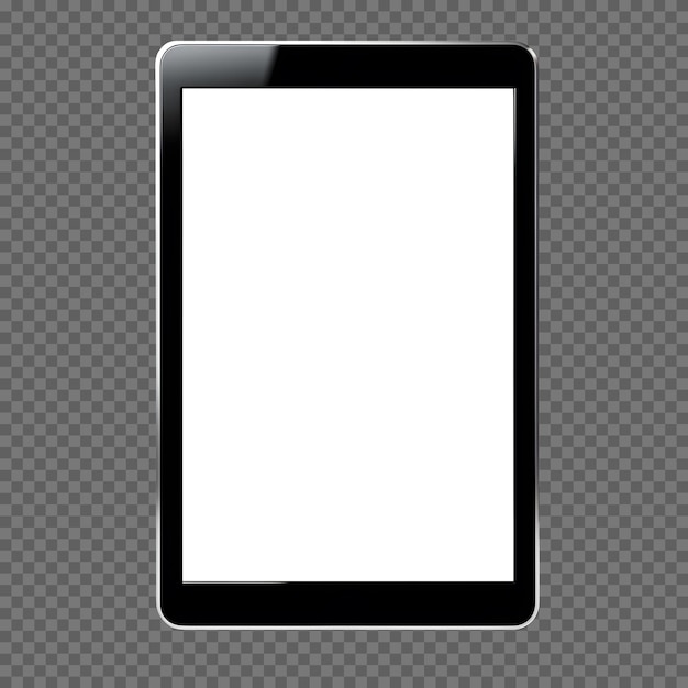 tableta psd negra con maqueta de pantalla en blanco