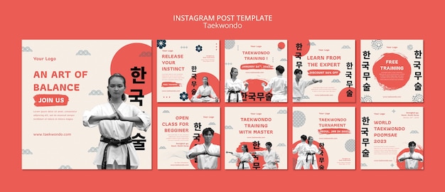 Gratis PSD taekwondo oefen instagram postset