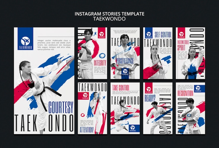 Gratis PSD taekwondo oefen instagramverhalen
