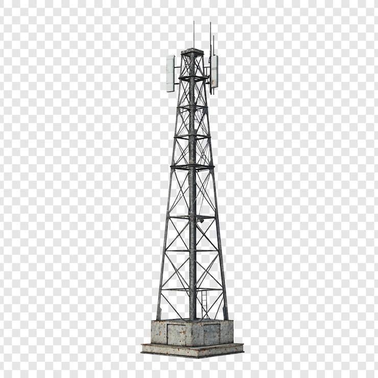 PSD Gratis tall communication tower against transparent background